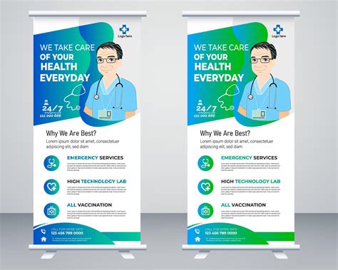Medical roll up banner vector template design or poll up standee for ...