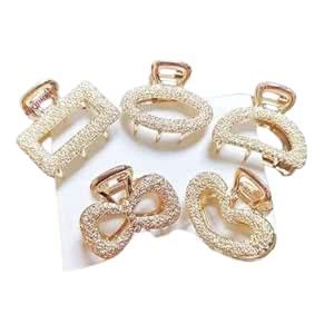 Nandana Collection 5 Pc Small Metal Matt finish Unbreakable Hair Clutch ...