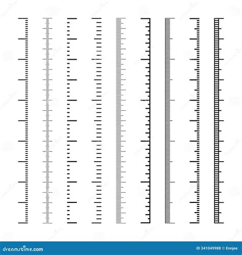 Vertical Measurement Scales with Divisions. Realistic Scale for Measuring Length or Height in ...