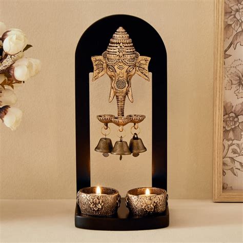 Buy Renaissance 3Pcs Polyresin Ganesha with T-Light Holders from Home ...