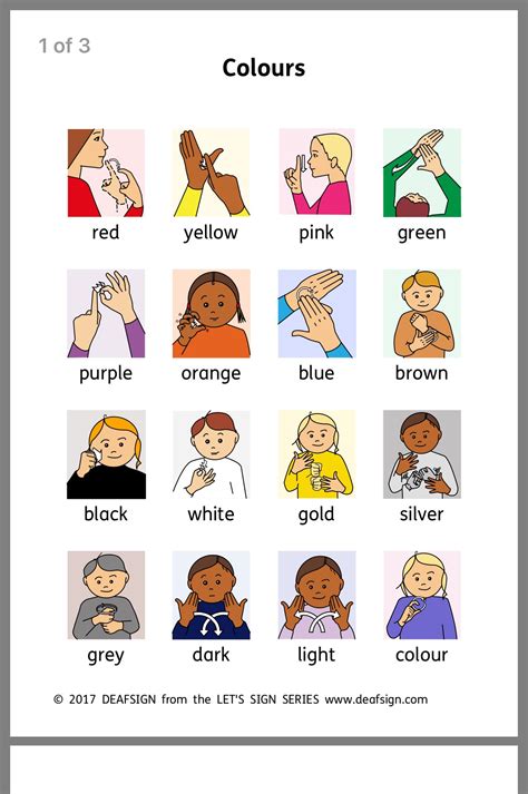 Sign Language Color Chart 的图像结果