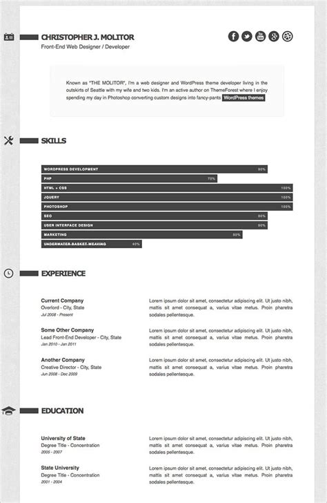 HTML and CSS Resume Templates 的图像结果