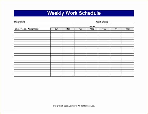 Image result for Work Week Schedule Template