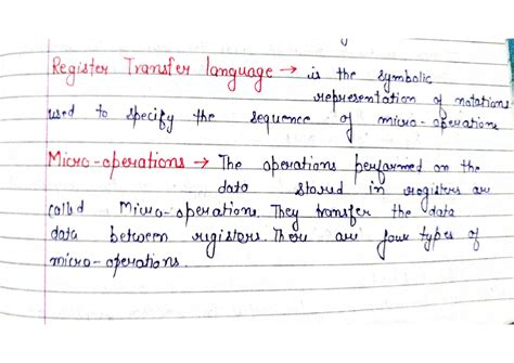 COA - Register Transfer Language and Microoperations Notes - Studocu