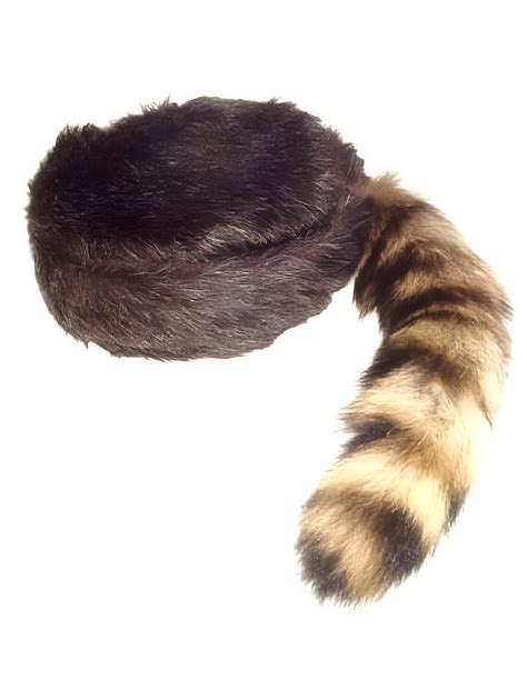 "XL Size Coonskin Hat with Fake Tail, Davy Crockett or Daniel Boone ...