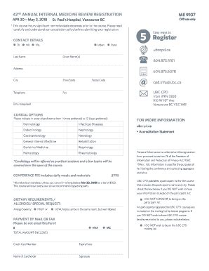 Fillable Online 42 ND ANNUAL INTERNAL MEDICINE REVIEW REGISTRATION ME ...