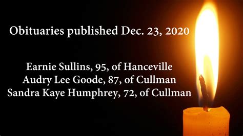 The Cullman Tribune - Obituaries published Dec. 23, 2020 https://www ...