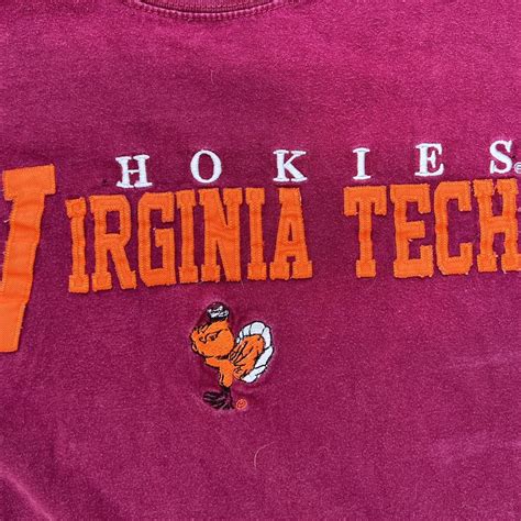 vintage 90s virginia tech collegiate embroidered t... - Depop