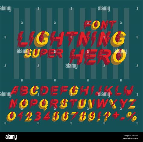 Lightning Super hero font. 3D alphabet letters and numbers in a comics ...