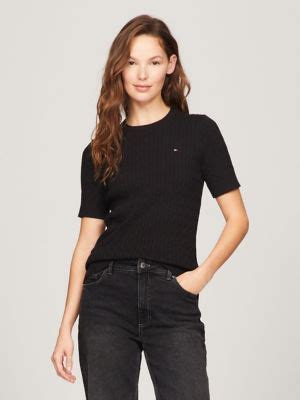 Short-Sleeve Cable Knit Sweater | Tommy Hilfiger