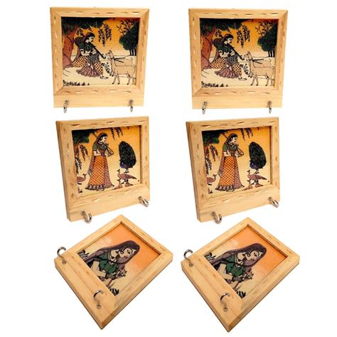 Gemstone Painting Key Holder - Pack of 6pc (Product Code 1669) at Rs 275.00