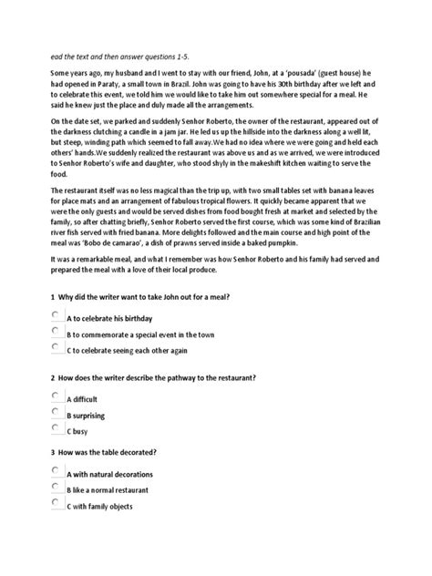 Reading Comprehension B1 | PDF