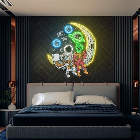 Astronaut And Alien Chill Together Pop Art Led Neon Sign Light ...