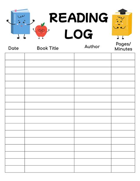 Reading log for schoolers, kids for tracking daily reading progress ...
