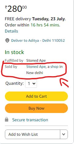 Why does my listing shows " Sold by Brand name, a shop in New delhi ...