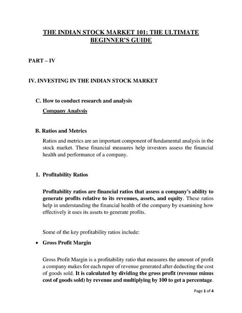 Indian Stock Market Part - IV - C Company Analysis - THE INDIAN STOCK ...