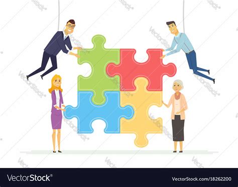 Puzzle Work Team Idea Teamwork Building Cartoon Vector, 49% OFF