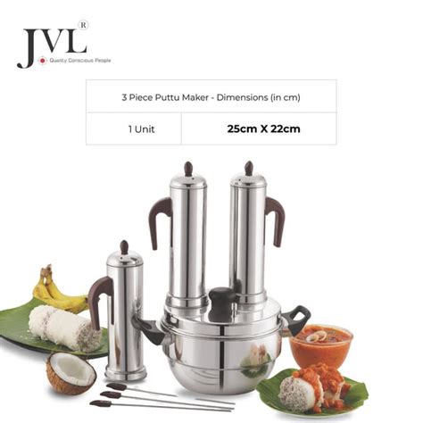 Shop Now Stainless Steel 3 Puttu Maker with Triply Base