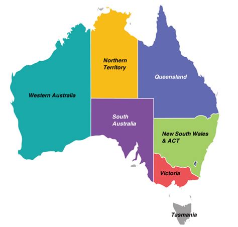 Australian Mainland States and Territories | Australian History - map of australia with states and territories