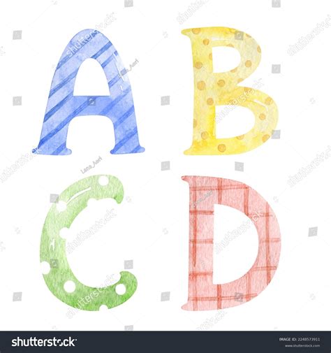 Caricatura acuarela burbuja alfabeto inglés graciosa: ilustración de ...