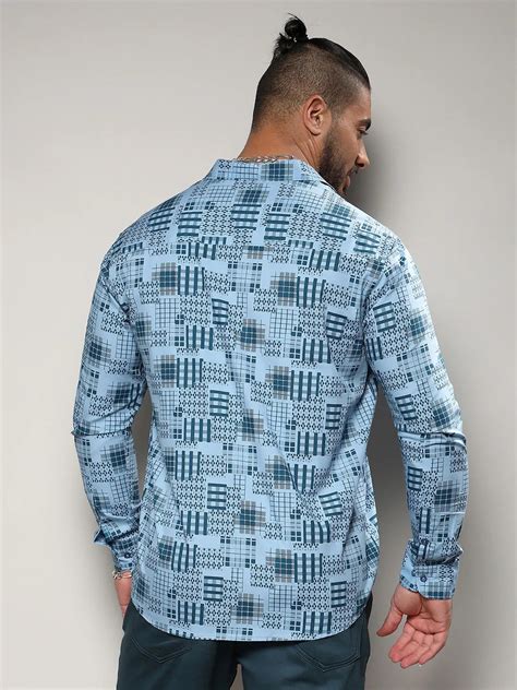 Plus Size Men's Blue Arygle Checkered Block Shirt (3XL - 6XL ...