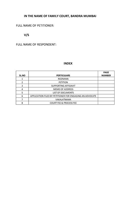 Petition Format - A B C (Divorce) - FULL NAME OF PETITIONER: V/S FULL ...
