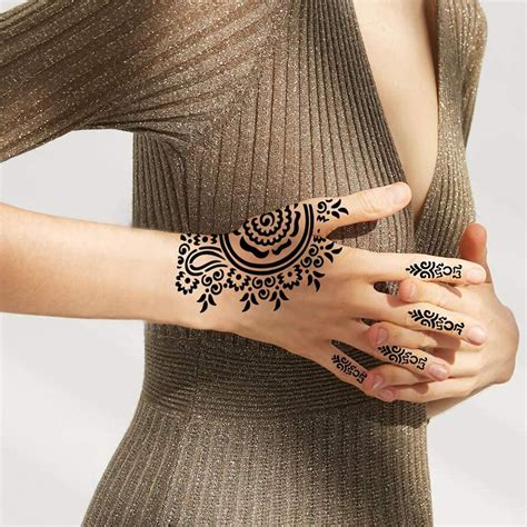 Large Henna Tattoo Stencils for Girls Woman Body Paint Indian Arabian ...