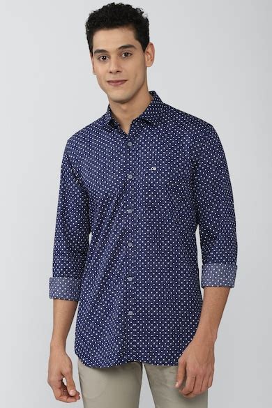 Buy Men Navy Slim Fit Print Full Sleeves Casual Shirt Online - 708780 ...