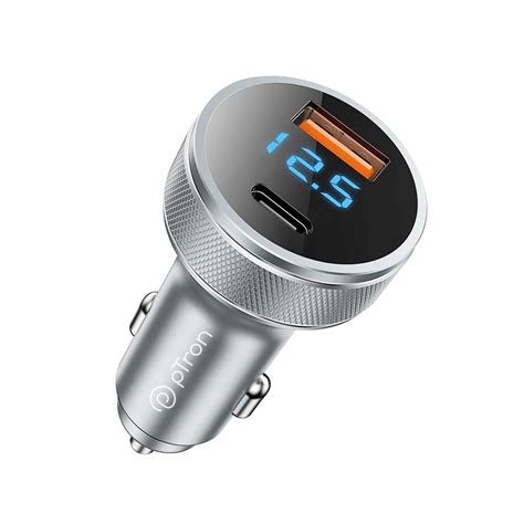 pTron Bullet Ultima Mini 65W Car Charger with Dual Output, Fast ...