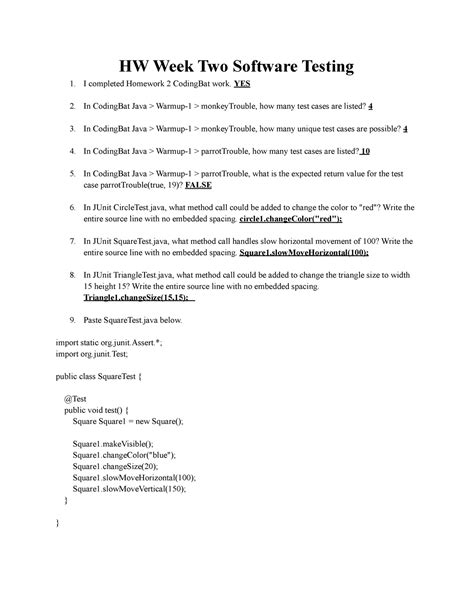 Image result for Week 2 Assignment 2 Software Testing Answers