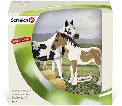 Schleich Pinto Mare And Yearling Scenery Pack - Pinto Mare And Yearling ...
