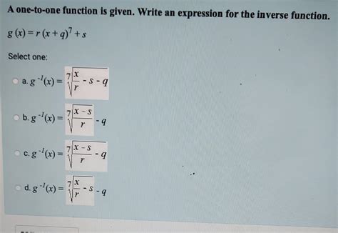 Solved A one-to-one function is given. Write an expression | Chegg.com
