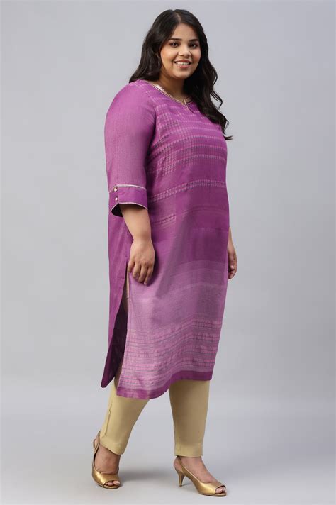 Buy Purple Floral Printed Sequined Ethnic Plus Size kurta Online for ...