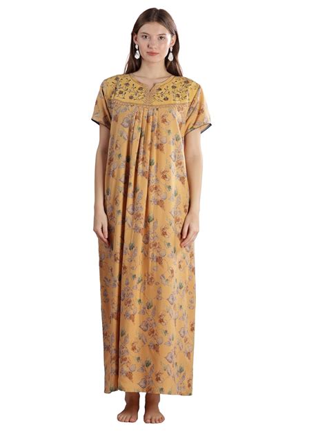 Buy 9shines Label Alpine Designer Nighty | Embroidered Maxi ...