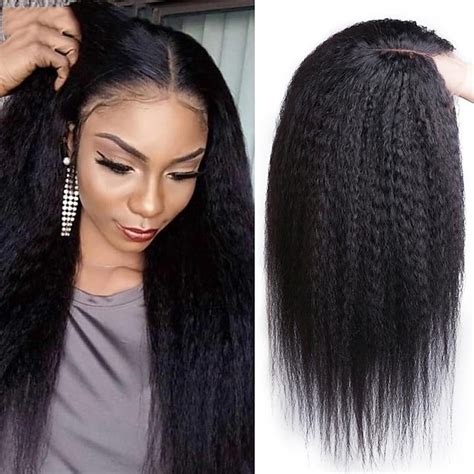 13x4 Lace Part Peruvian Kinky Straight 150% Lace Front Human Hair Wigs ...