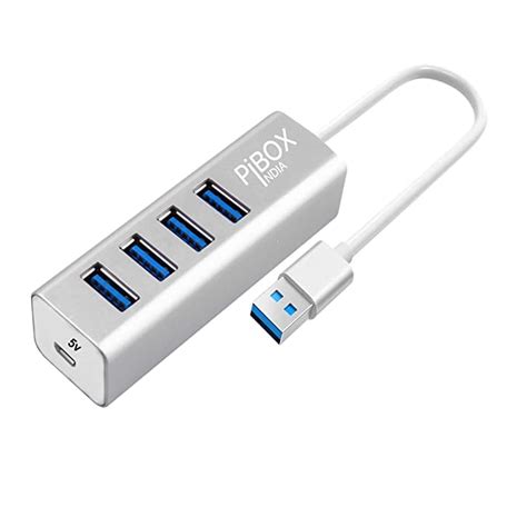 pibox India USB 3.0 HUB 4 Port, Aluminium Portable Hub with Micro USB ...