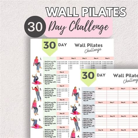 Buy 30-day Wall Pilates Challenge, Printable Fillable PDF, 1 Workout ...