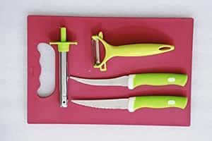 Buy Mandev Plastic Chopping Board with Knife Set and Scissor and Wine ...