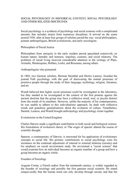 Social Psychology IN Historical Context - SOCIAL PSYCHOLOGY IN ...