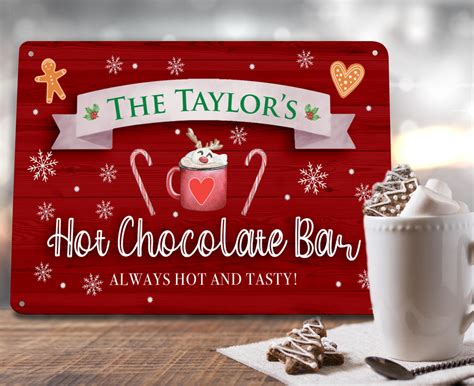 Personalised Hot Chocolate Bar Sign | Christmas Cocoa Station Metal A4 Sign