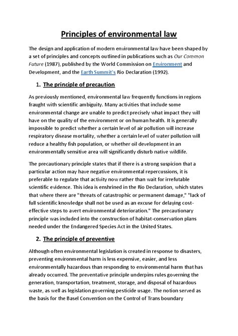 Principles of environmental law - 1. The principle of precaution As ...