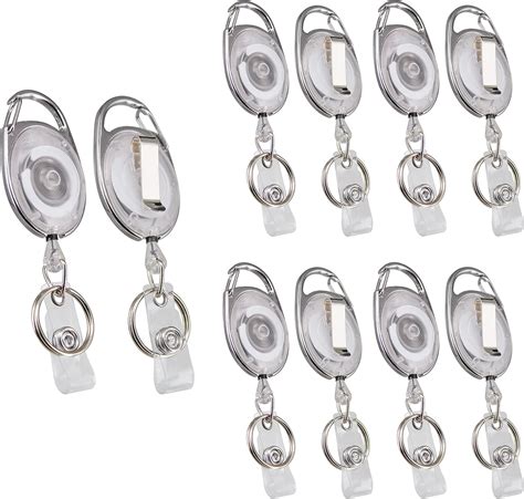 Buy Bestom 10 Pack Black Carabiner Badge Reels Retractable-ID Badge ...
