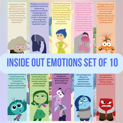 Digital Bookmarks 2*6 - Inside Out Emotions Set of 10 - Perfect Gift ...