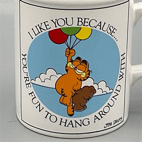 1978 Garfield “I Like You Because You’re Fun to Be Around With” Mug - Etsy