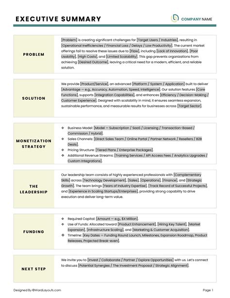 Free Executive Summary Templates (Word, Google Docs)
