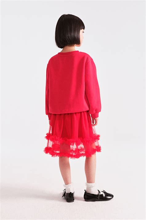 Red Frill-trimmed tulle skirt for kids | H&M IN
