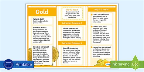 Gold Infographic For Kids - Twinkl South Africa
