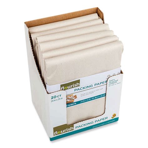 100% Recycled Paper Packing Sheets, 24" x 24", Natural, 20/Pack ...