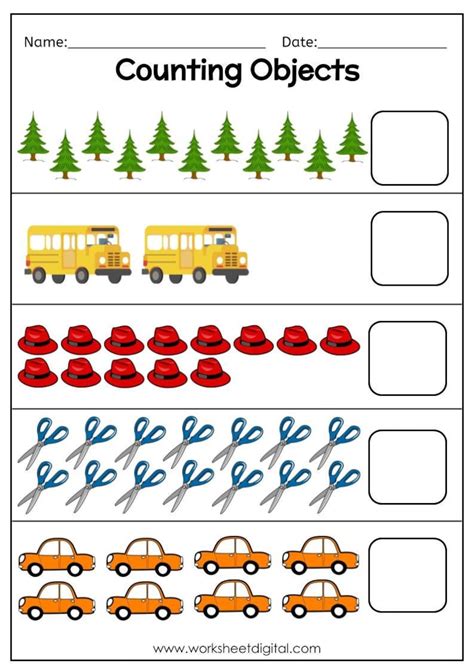 Counting Objects to 20, Number 1 to 20, Kindergarten Worksheet ...