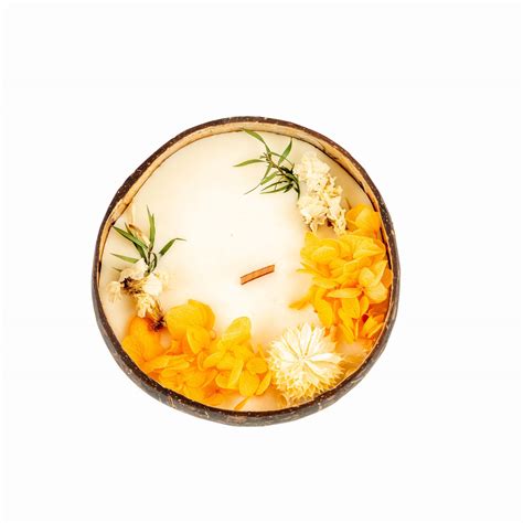 Coconut Shell Candle with wooden wick – Myra Veda Luxury Essentials